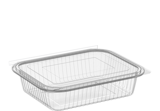 48 oz Carton of 200 Hinged Flat Plastic Containers