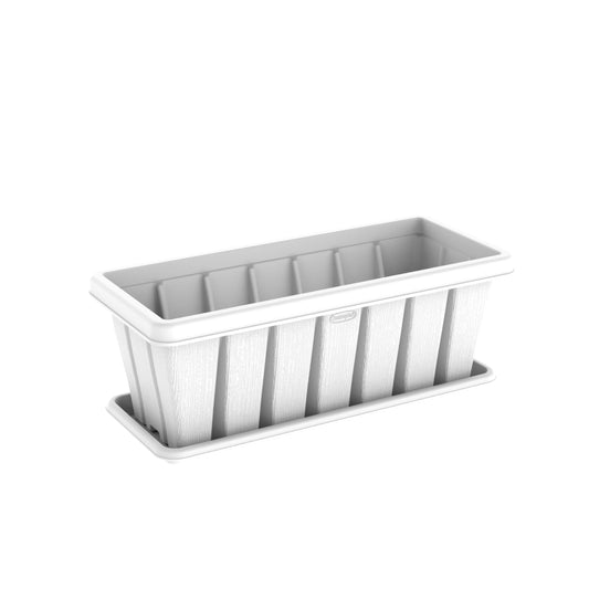 24" Cedargrain Rectangular Planter with Tray