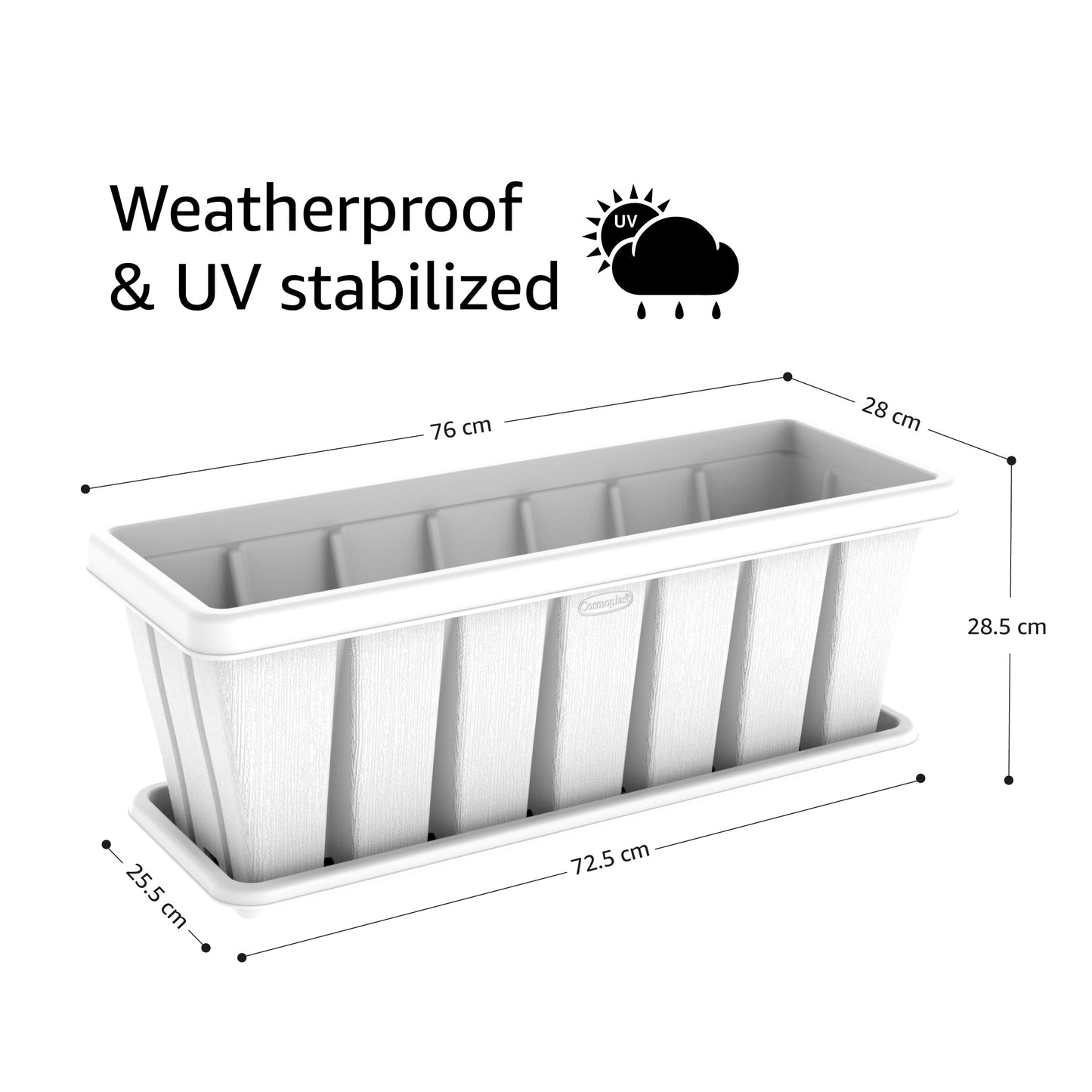 30" Cedargrain Rectangular Planter with Tray