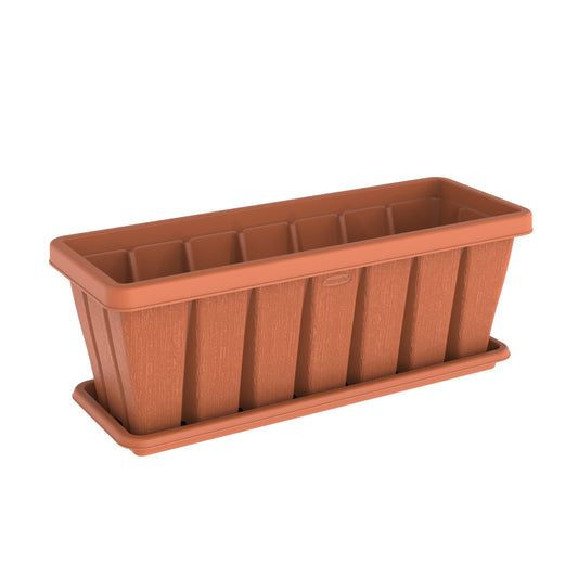 30" Cedargrain Rectangular Planter with Tray