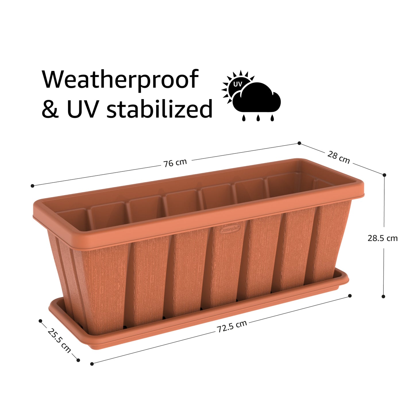 30" Cedargrain Rectangular Planter with Tray