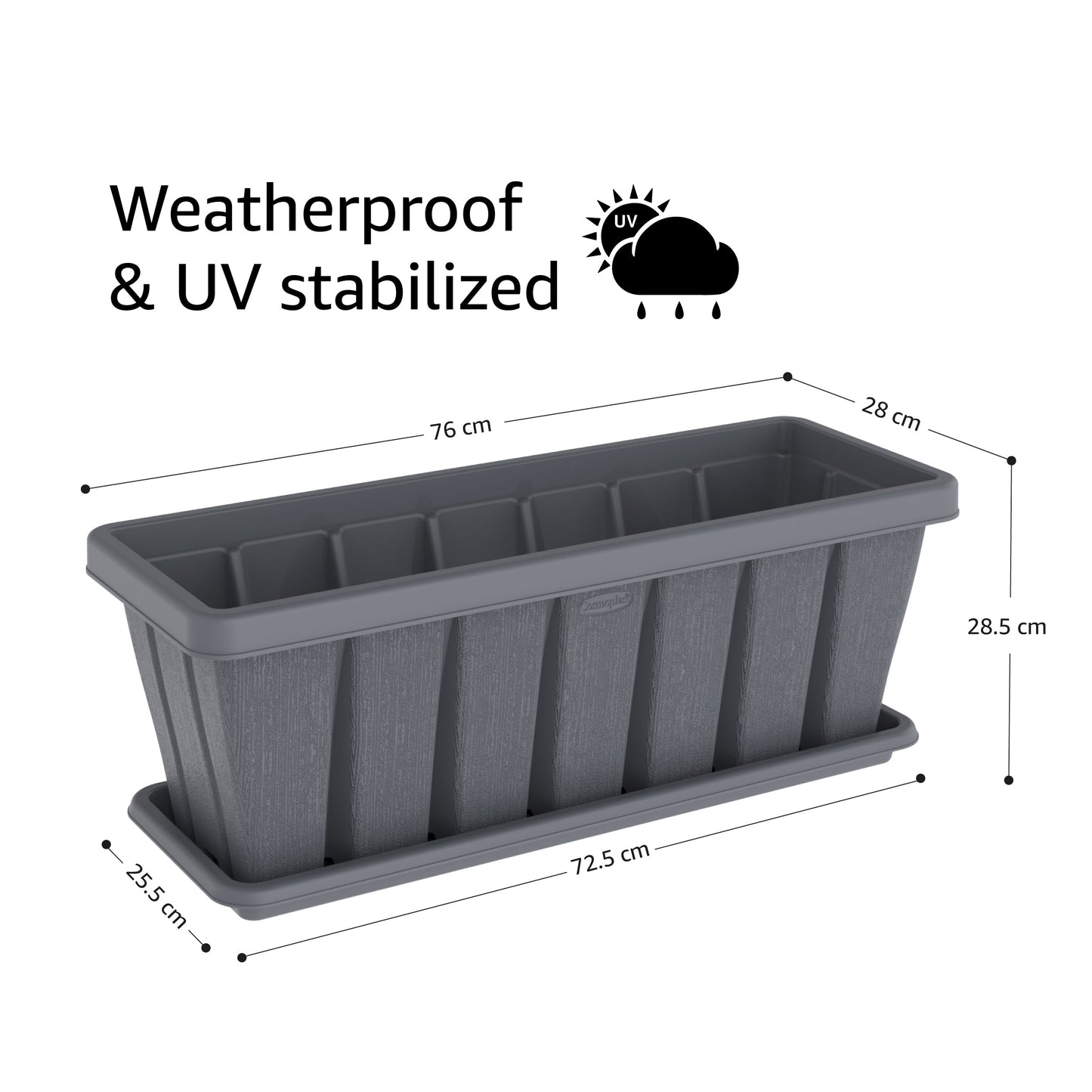 30" Cedargrain Rectangular Planter with Tray