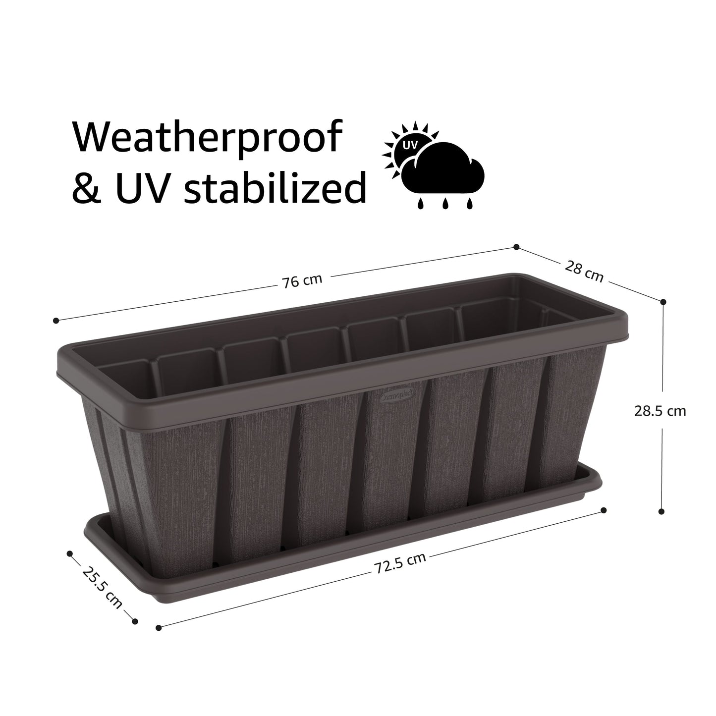 30" Cedargrain Rectangular Planter with Tray