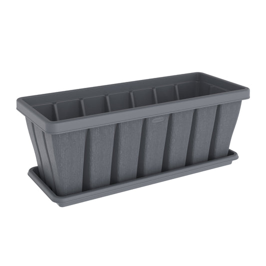 36" Cedargrain Rectangular Planter with Tray