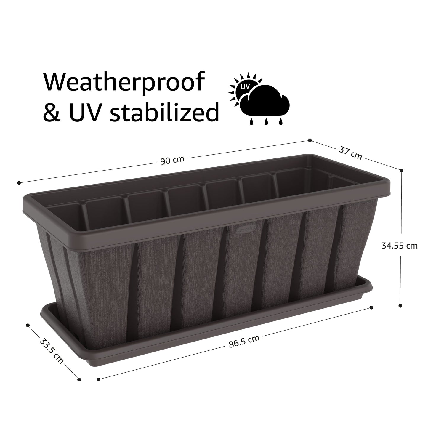 36" Cedargrain Rectangular Planter with Tray