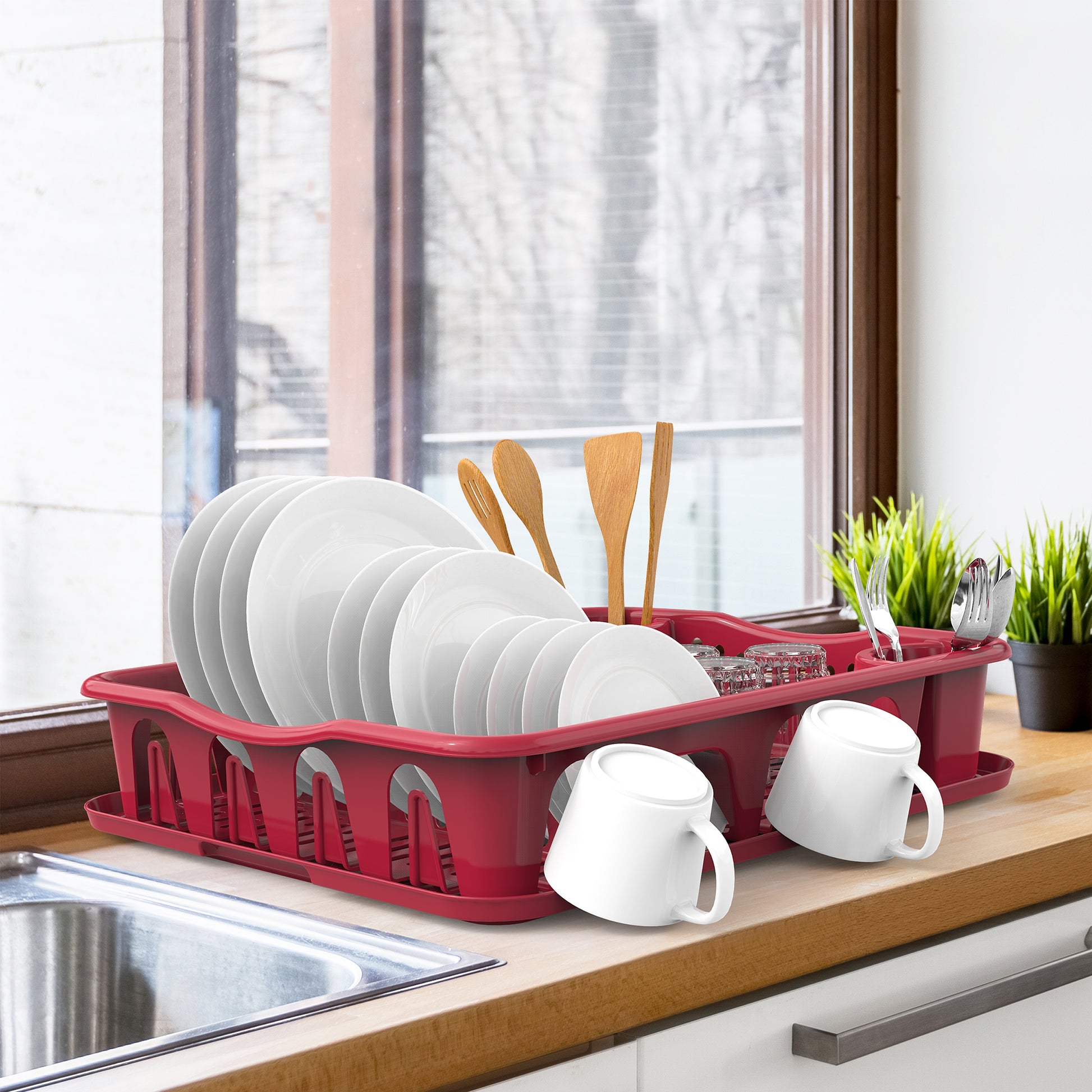 Large Dish Rack with Drainer