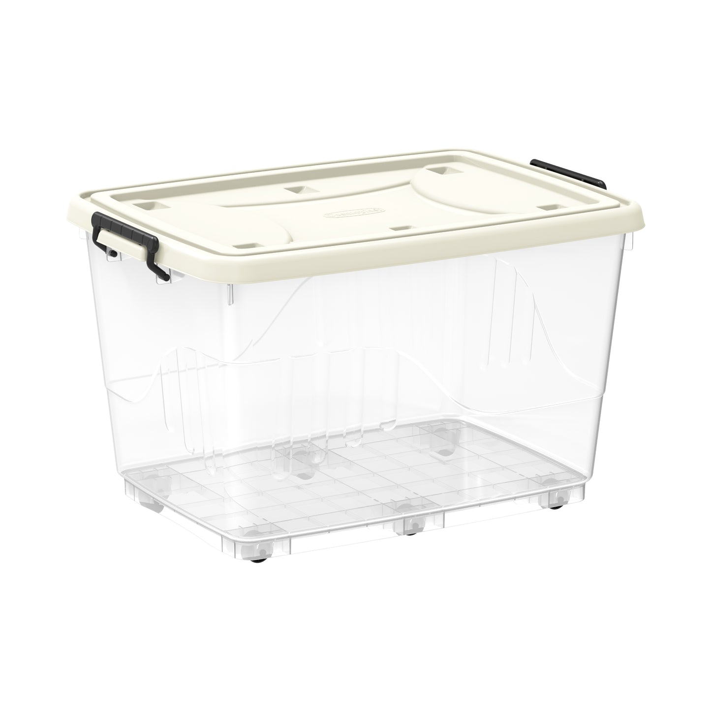 132L Clear Plastic Storage Box with Wheels & Lockable Lid صندوق تخزين مع عجلات 132 لتر