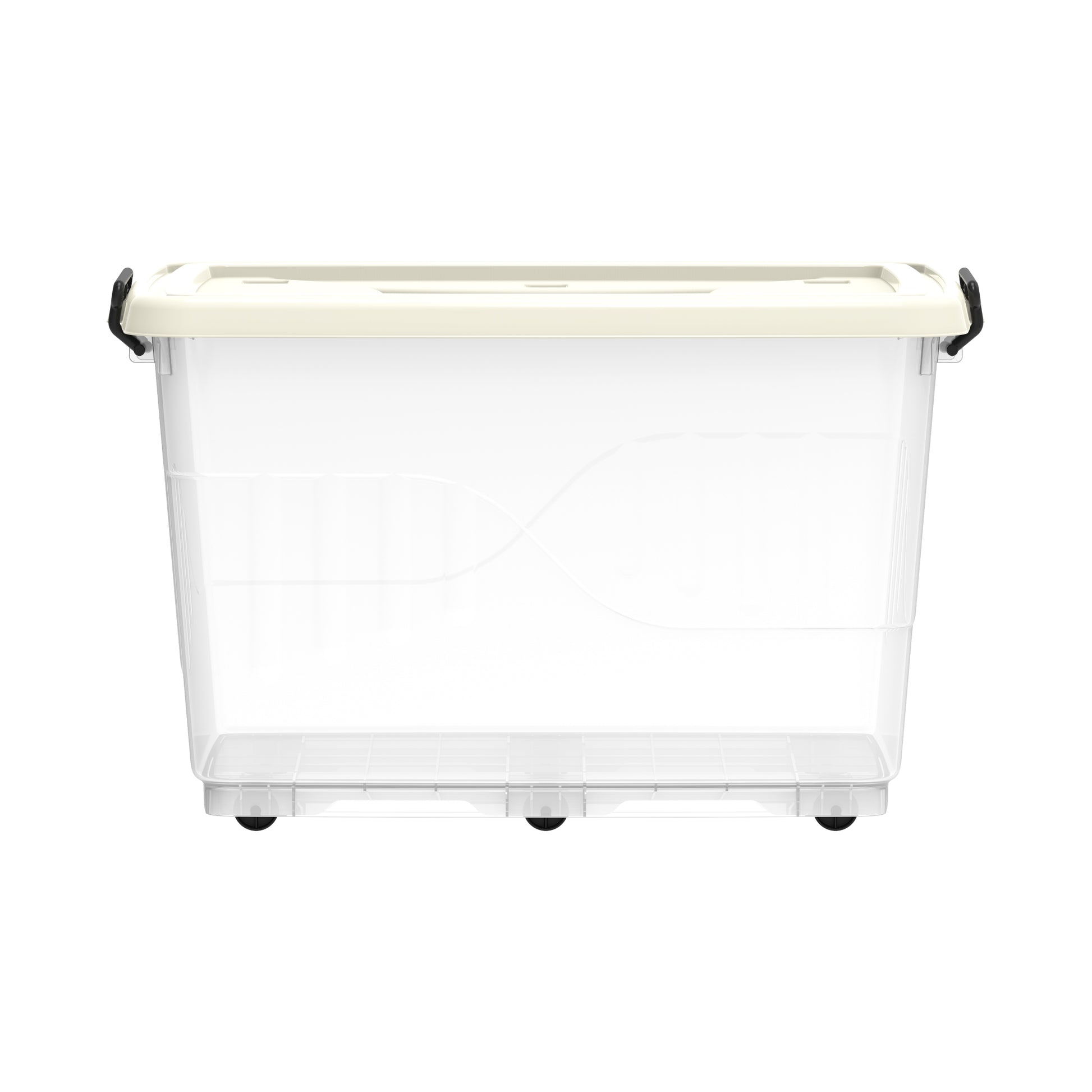 132L Clear Plastic Storage Box with Wheels & Lockable Lid صندوق تخزين مع عجلات 132 لتر