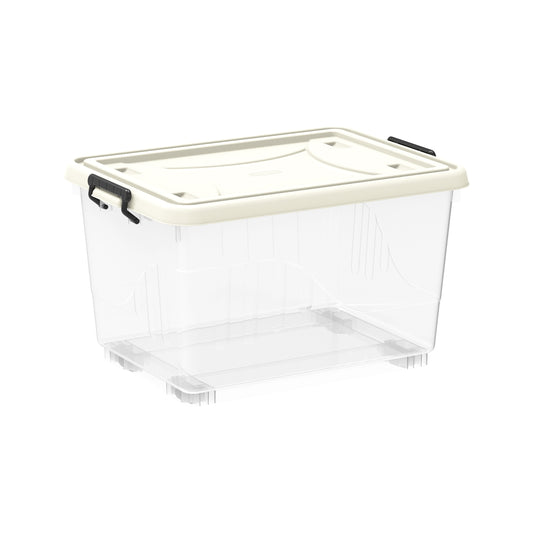 33L Clear Plastic Storage Box with Wheels & Lockable Lid