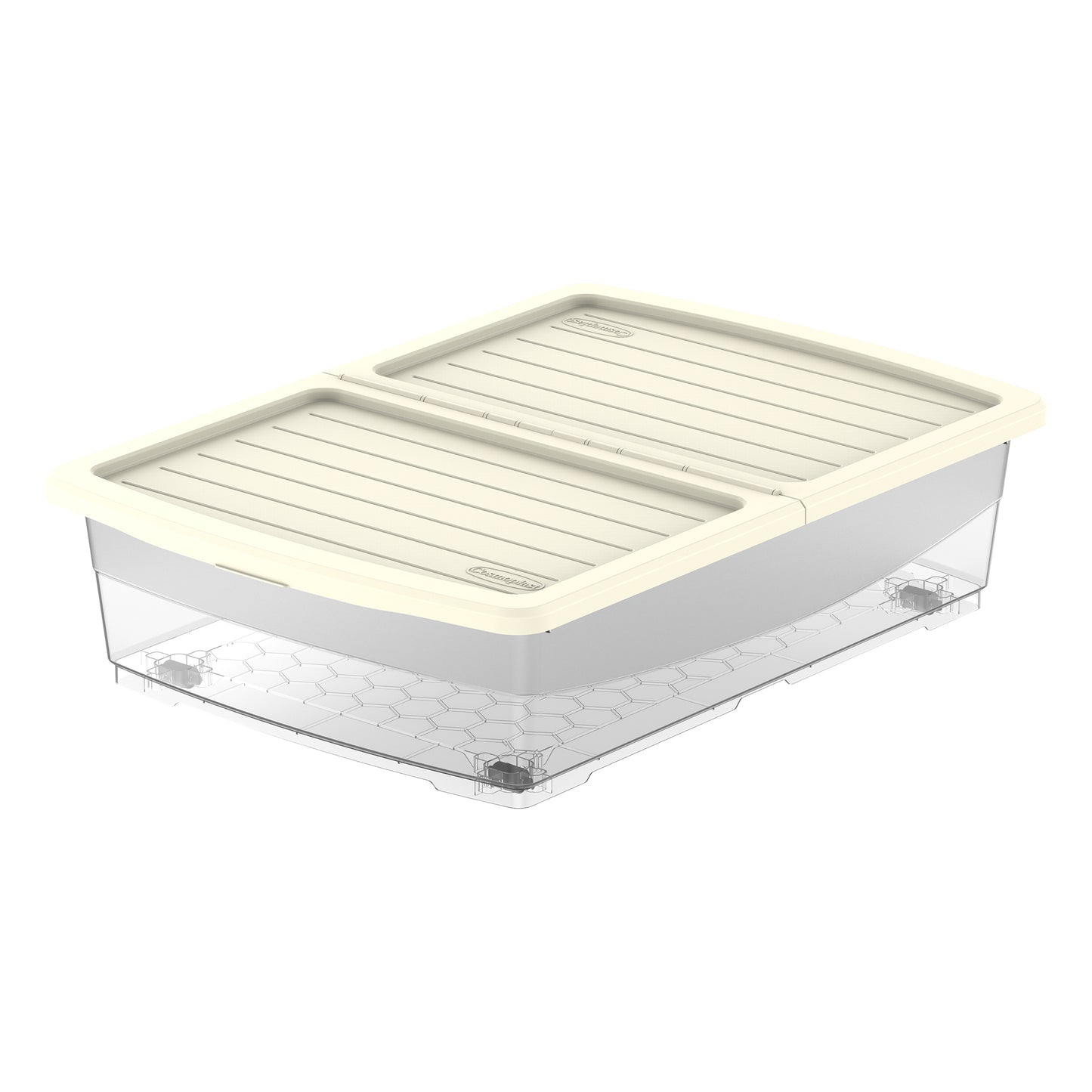 45L Clear Plastic Underbed Storage Box with Wheels & Lockable Lid