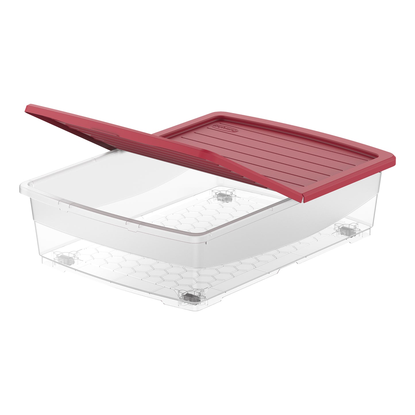 45L Clear Plastic Underbed Storage Box with Wheels & Lockable Lid