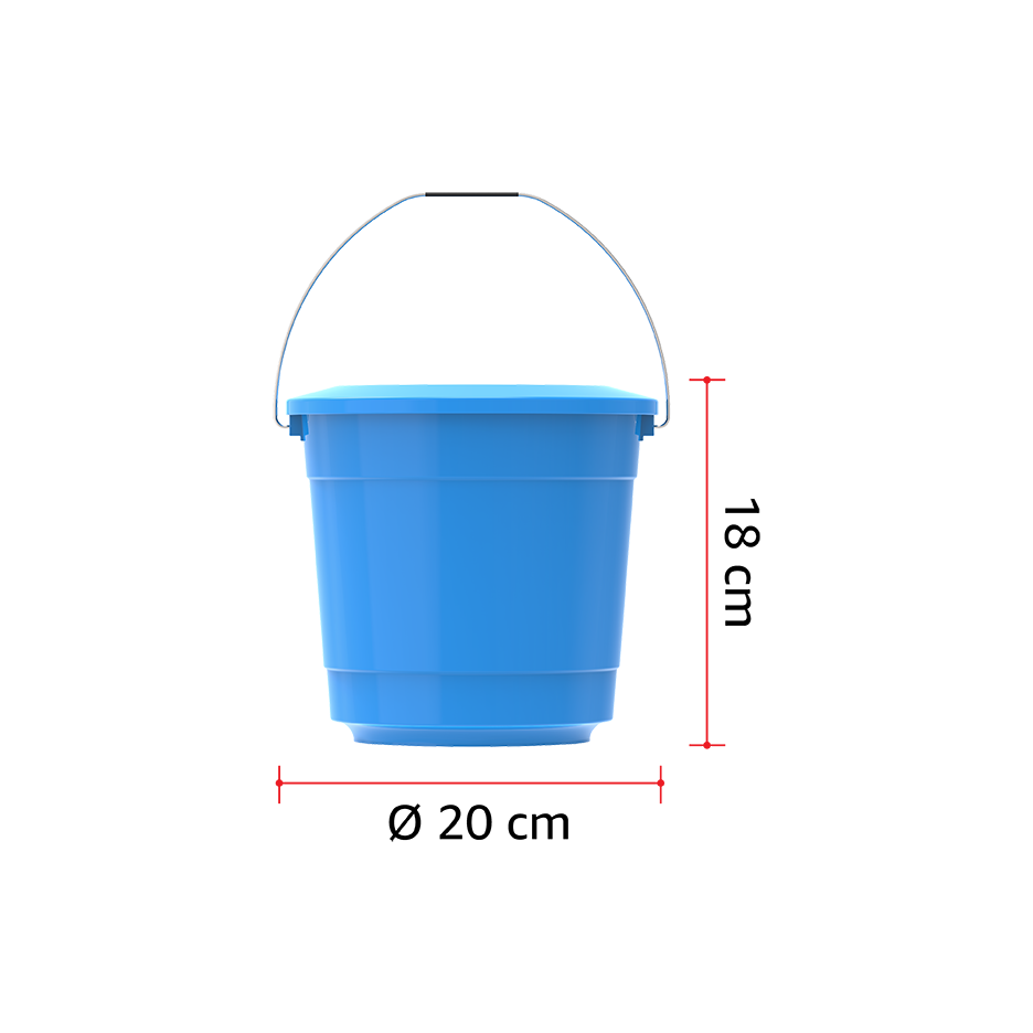 3L Round Plastic Bucket with Steel Handle