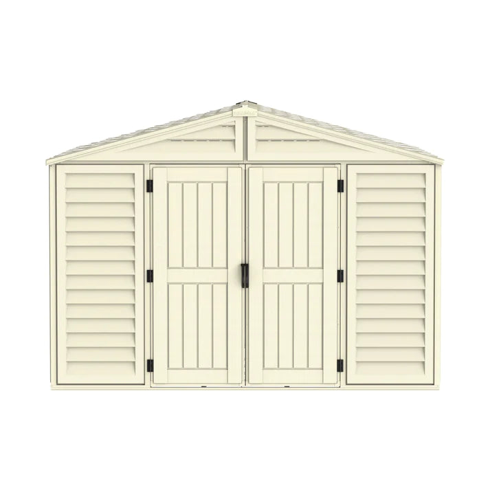 WoodBridge 10.5x10.5ft 324.8 x 326 x 233.2 cm Resin Garden Storage Shed with FREE Shelving Rack 4