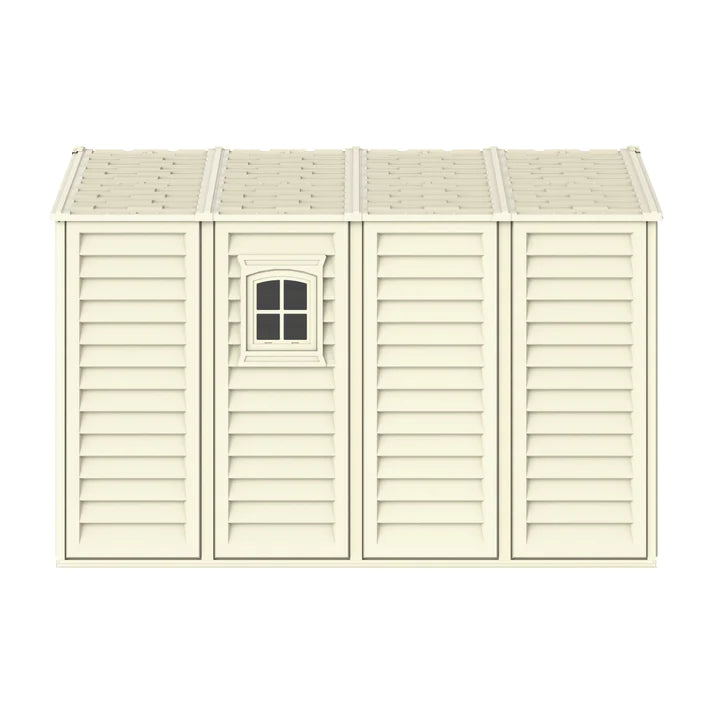 WoodBridge 10.5x10.5ft 324.8 x 326 x 233.2 cm Resin Garden Storage Shed with FREE Shelving Rack 4