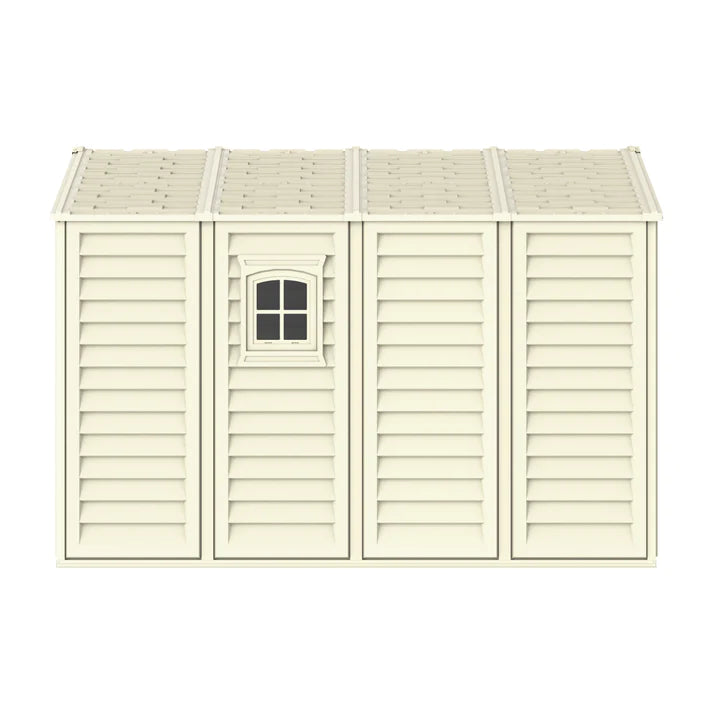 WoodBridge 10.5x10.5ft 324.8 x 326 x 233.2 cm Resin Garden Storage Shed with FREE Shelving Rack 4