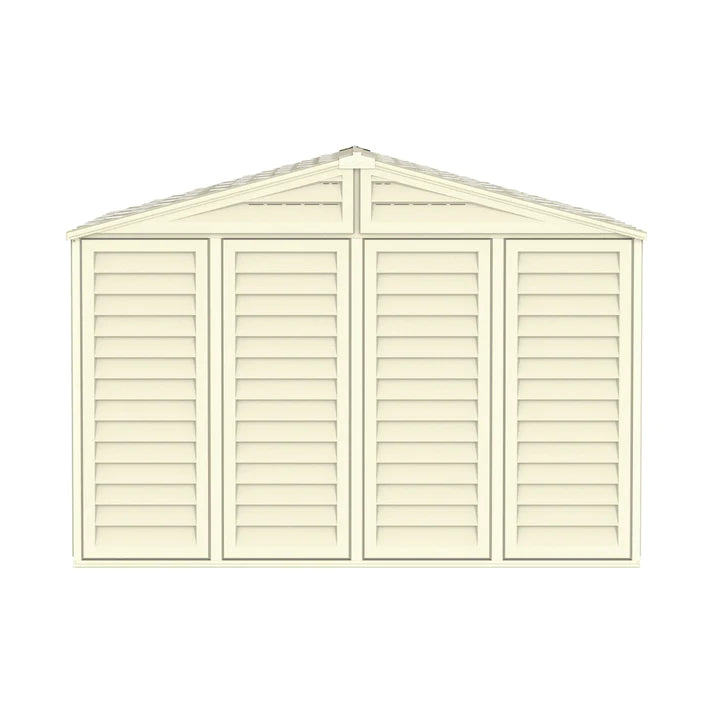 WoodBridge 10.5x10.5ft 324.8 x 326 x 233.2 cm Resin Garden Storage Shed with FREE Shelving Rack 4