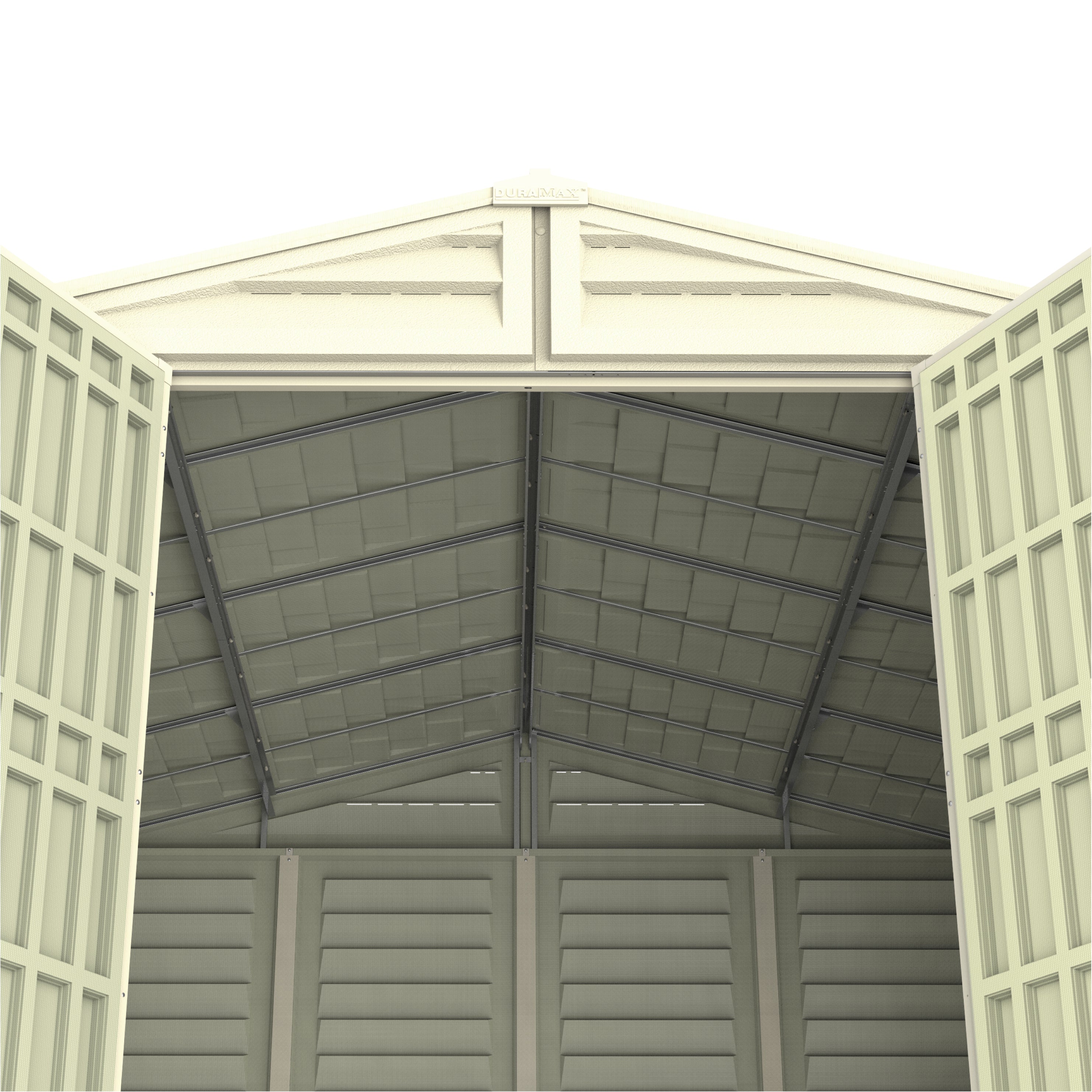 WoodBridge 10.5x10.5ft 324.8 x 326 x 233.2 cm Resin Garden Storage Shed with FREE Shelving Rack 4