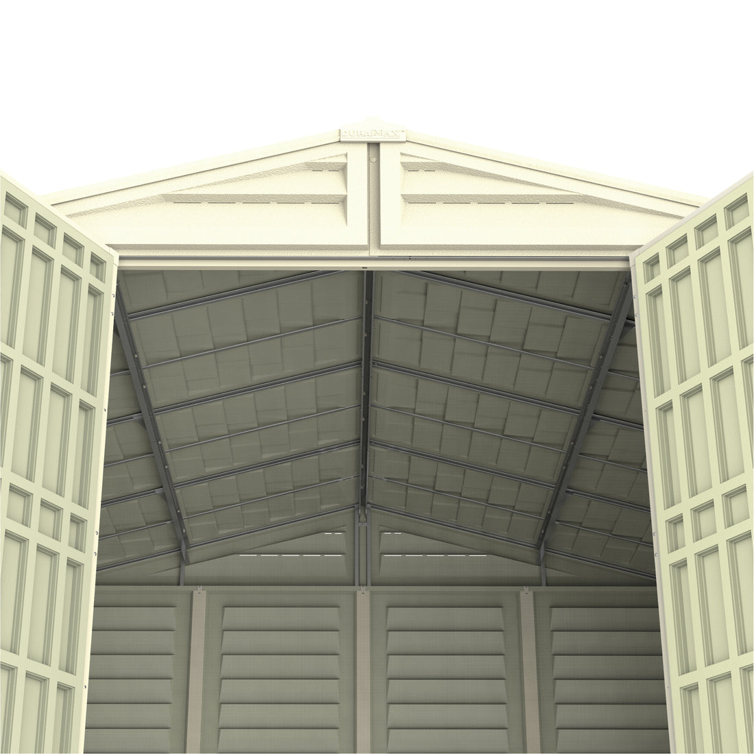 WoodBridge 10.5x10.5ft 324.8 x 326 x 233.2 cm Resin Garden Storage Shed with FREE Shelving Rack 4
