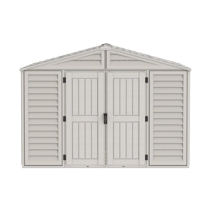 WoodBridge 10.5x10.5ft 324.8 x 326 x 233.2 cm Resin Garden Storage Shed with FREE Shelving Rack 4
