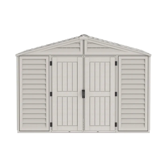 WoodBridge 10.5x10.5ft 324.8 x 326 x 233.2 cm Resin Garden Storage Shed with FREE Shelving Rack 4
