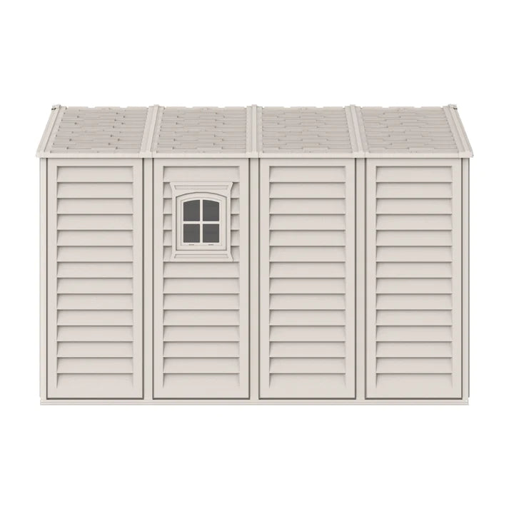 WoodBridge 10.5x10.5ft 324.8 x 326 x 233.2 cm Resin Garden Storage Shed with FREE Shelving Rack 4