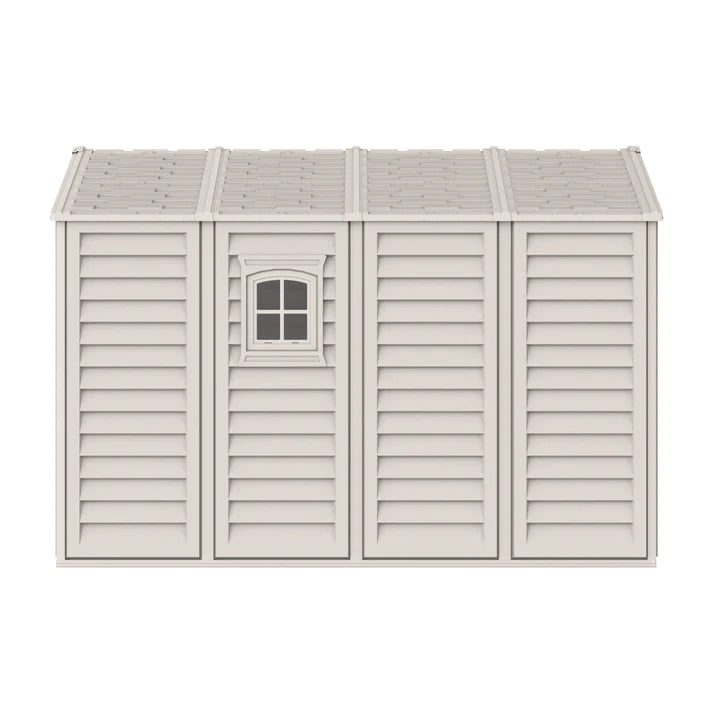 WoodBridge 10.5x10.5ft 324.8 x 326 x 233.2 cm Resin Garden Storage Shed with FREE Shelving Rack 4