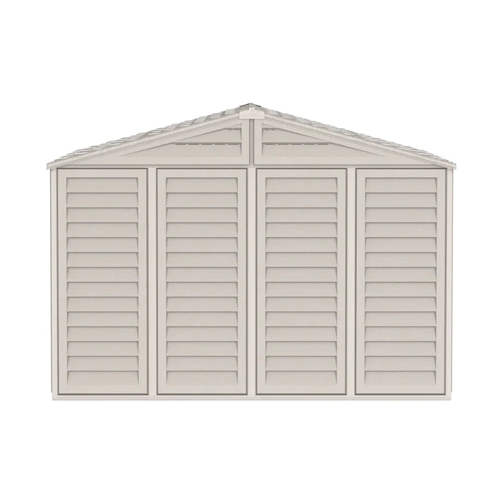 WoodBridge 10.5x10.5ft 324.8 x 326 x 233.2 cm Resin Garden Storage Shed with FREE Shelving Rack 4