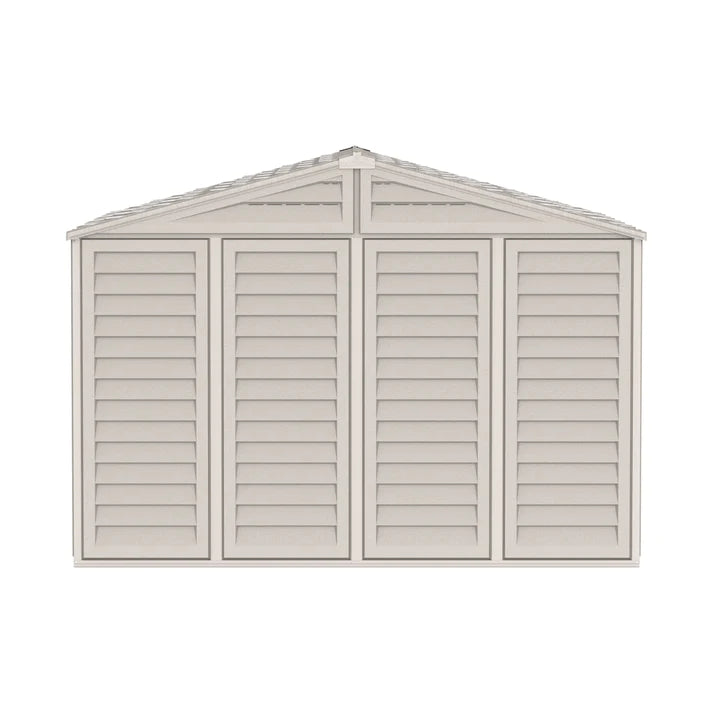 WoodBridge 10.5x10.5ft 324.8 x 326 x 233.2 cm Resin Garden Storage Shed with FREE Shelving Rack 4