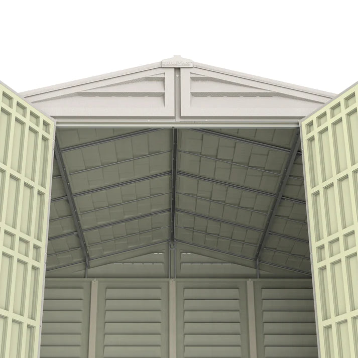 WoodBridge 10.5x10.5ft 324.8 x 326 x 233.2 cm Resin Garden Storage Shed with FREE Shelving Rack 4