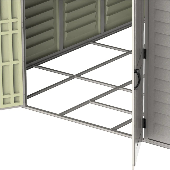 WoodBridge 10.5x10.5ft 324.8 x 326 x 233.2 cm Resin Garden Storage Shed with FREE Shelving Rack 4