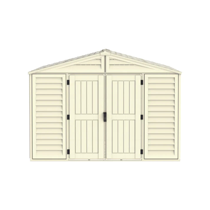 WoodBridge 10.5x13ft 324.8 x 405 x 233.2 cm Resin Garden Storage Shed with FREE Shelving Rack 4