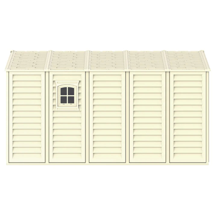 WoodBridge 10.5x13ft 324.8 x 405 x 233.2 cm Resin Garden Storage Shed with FREE Shelving Rack 4