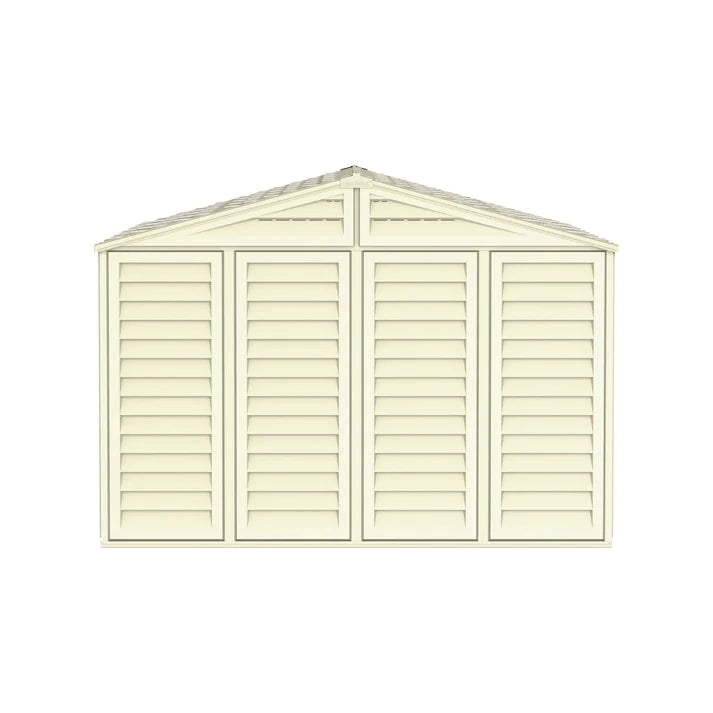 WoodBridge 10.5x13ft 324.8 x 405 x 233.2 cm Resin Garden Storage Shed with FREE Shelving Rack 4