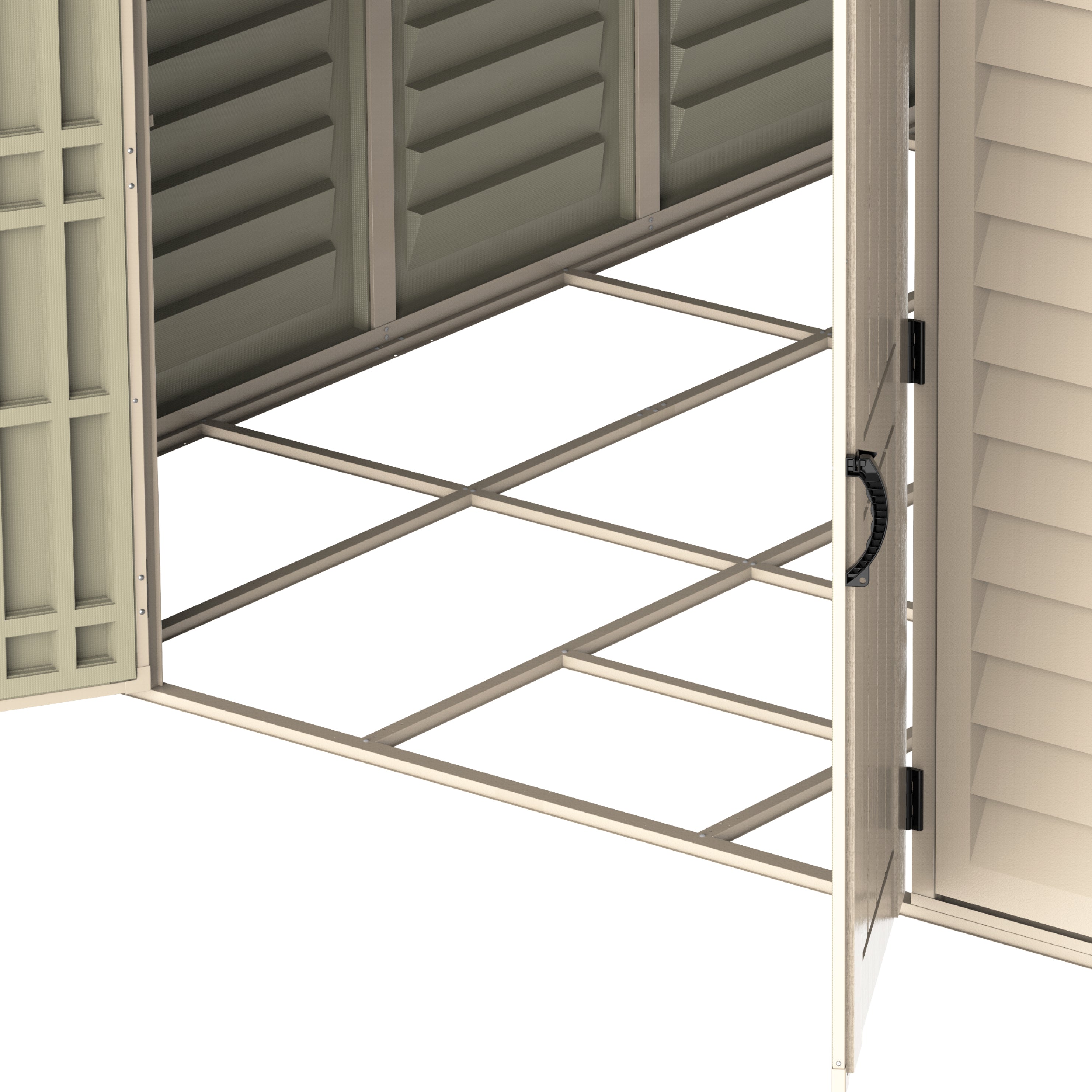 WoodBridge 10.5x13ft 324.8 x 405 x 233.2 cm Resin Garden Storage Shed with FREE Shelving Rack 4