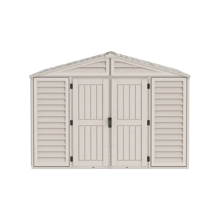 WoodBridge 10.5x13ft 324.8 x 405 x 233.2 cm Resin Garden Storage Shed with FREE Shelving Rack 4