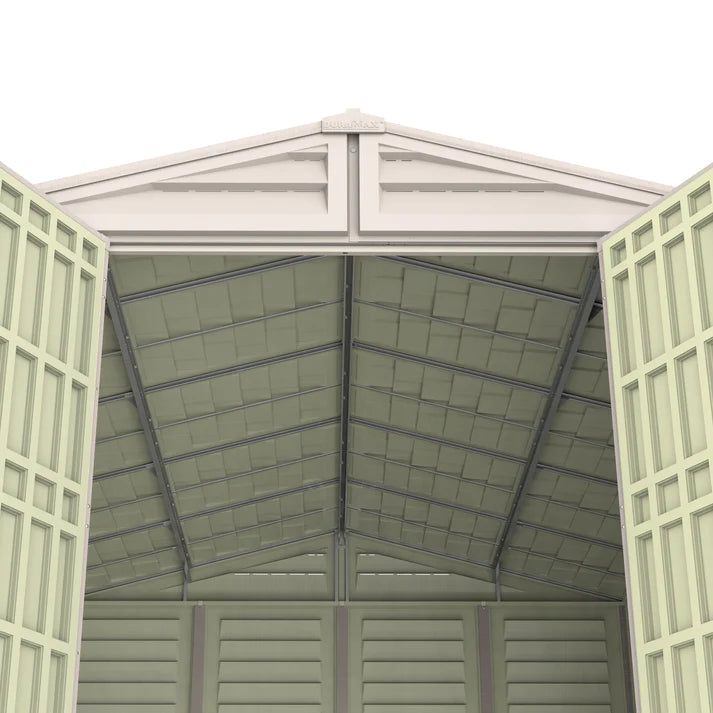 WoodBridge 10.5x13ft 324.8 x 405 x 233.2 cm Resin Garden Storage Shed with FREE Shelving Rack 4