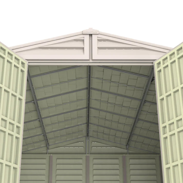 WoodBridge 10.5x13ft 324.8 x 405 x 233.2 cm Resin Garden Storage Shed with FREE Shelving Rack 4