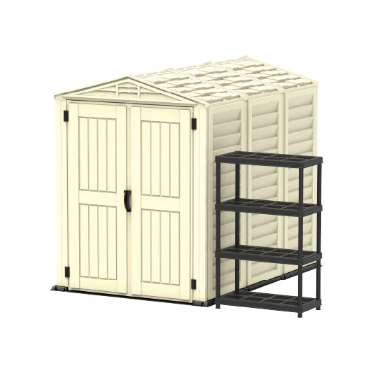 YardMate PLUS 5x8ft 250 x 161 x 210 cm Resin Garden Storage Shed with Shelving Rack 4