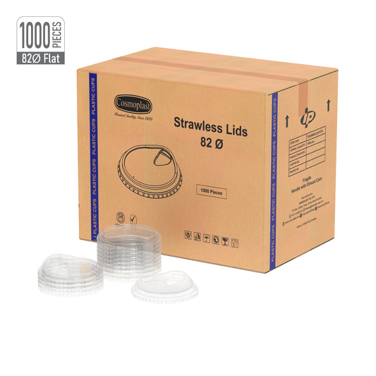 82 mm Carton of 1000 Strawless Lids for 8, 10 oz Clear Plastic Cups
