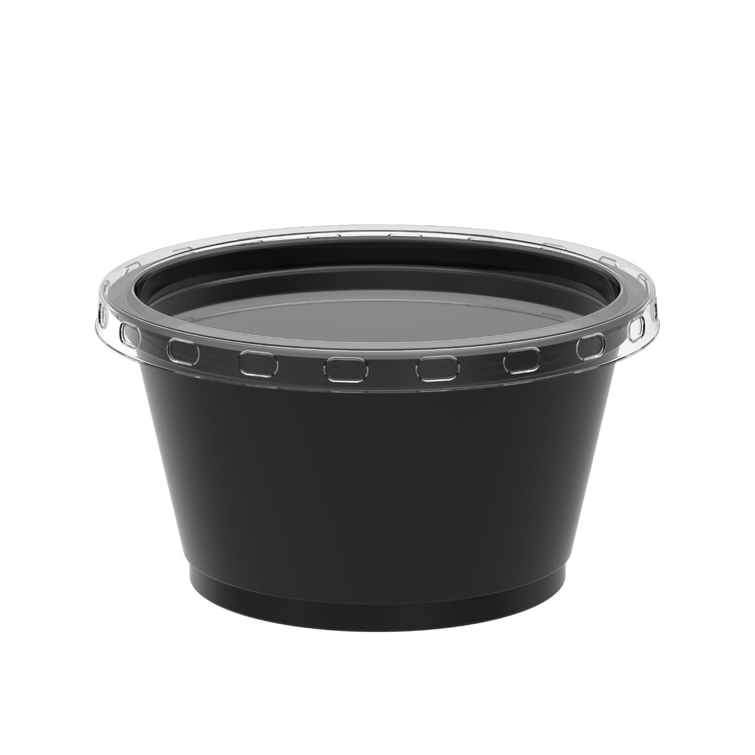 3.25 oz Carton of 2000 Black Sauce Cups with Clear Lids