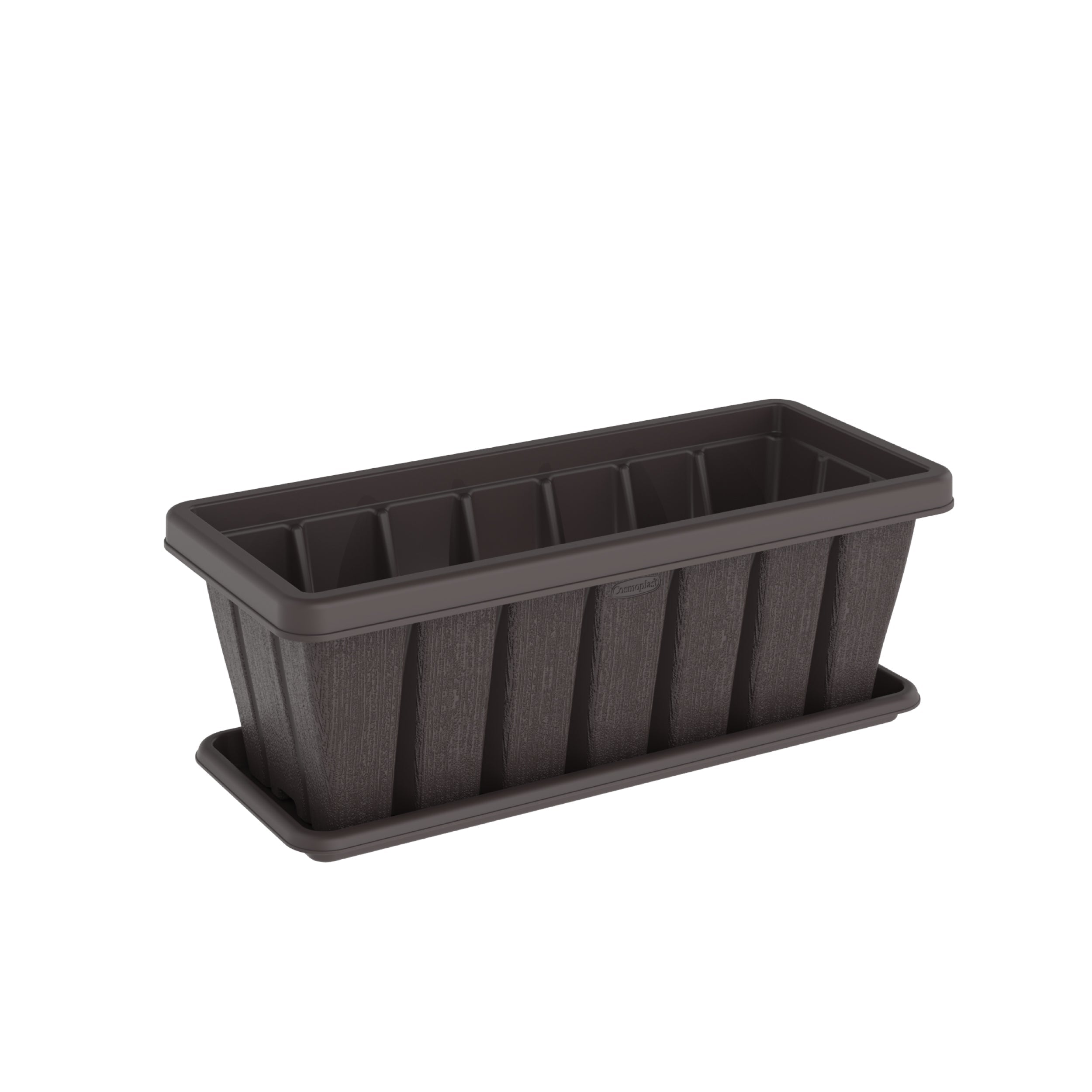 24" Cedargrain Rectangular Planter with Tray