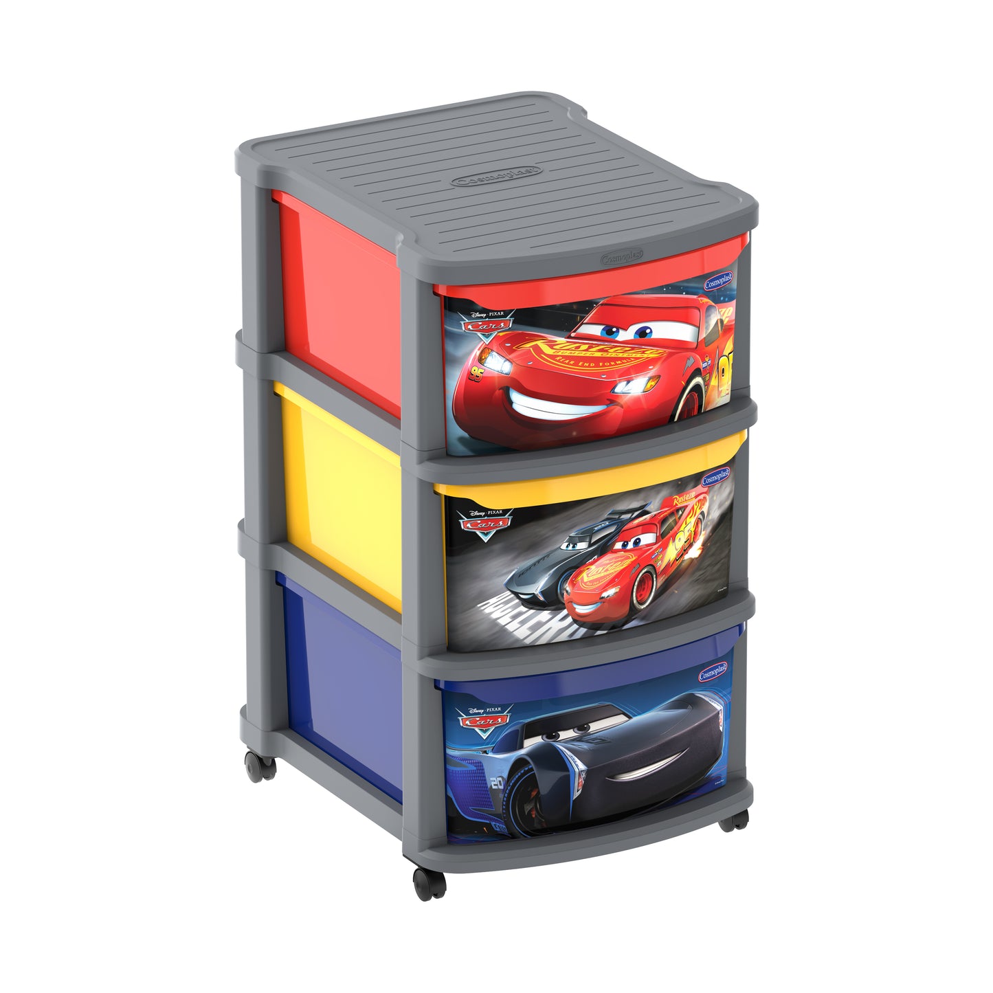 Cosmoplast Disney Pixar Cars Multipurpose Storage Cabinet 3 with Wheels