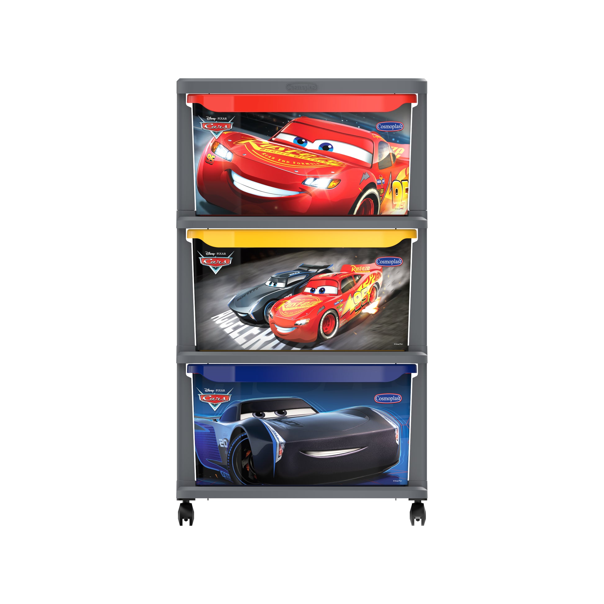 Cosmoplast Disney Pixar Cars Multipurpose Storage Cabinet 3 with Wheels