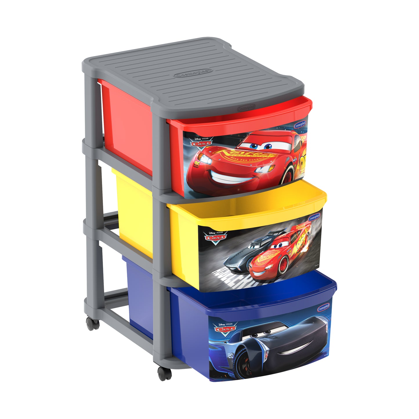 Cosmoplast Disney Pixar Cars Multipurpose Storage Cabinet 3 with Wheels