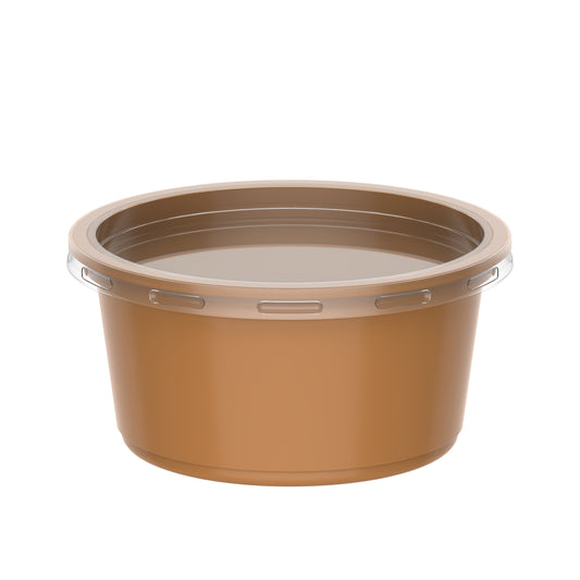 350 ml Carton of 1000 Plastic Brown Catering Containers with Clear Lids
