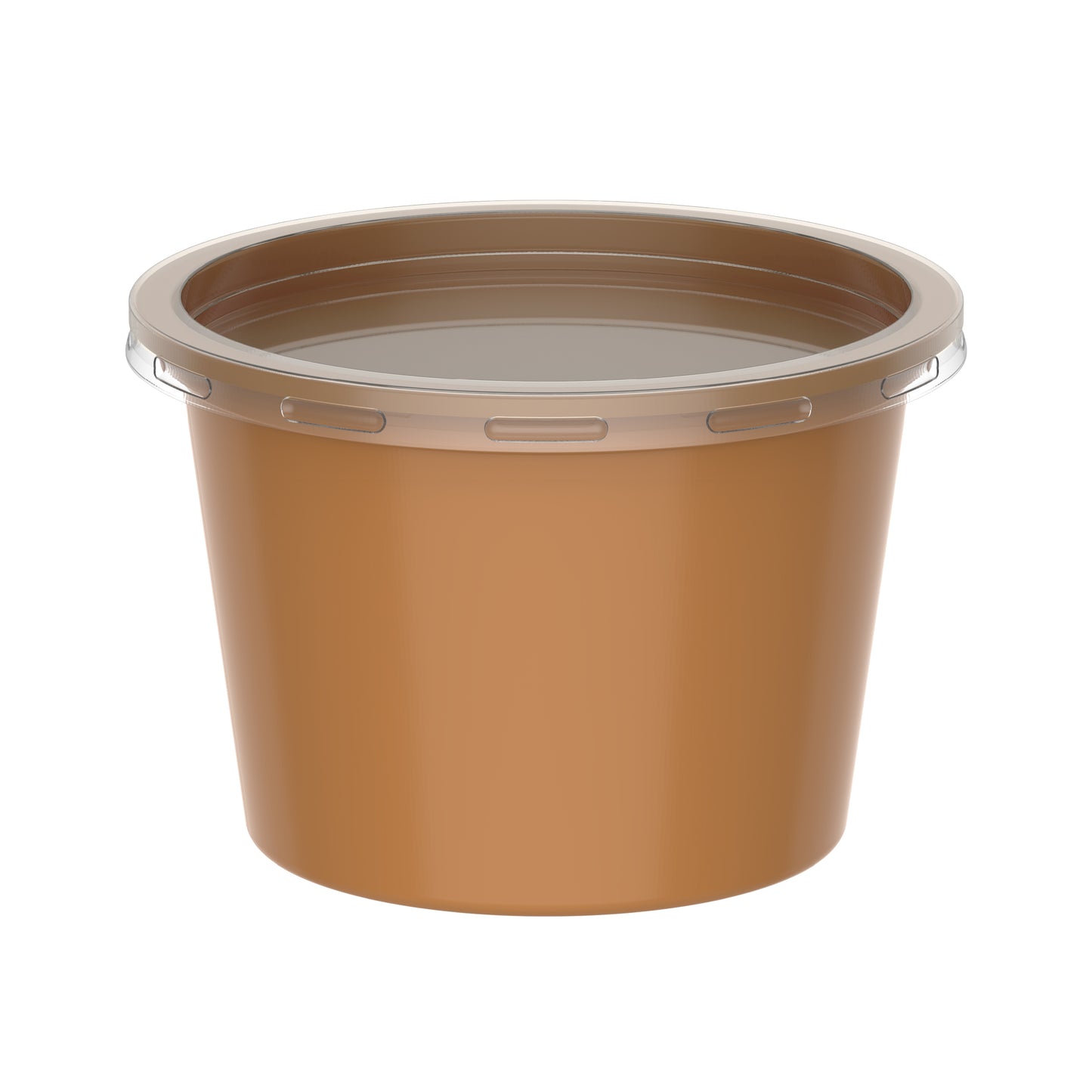 500 ml Carton of 1000 Plastic Brown Catering Containers with Clear Lids