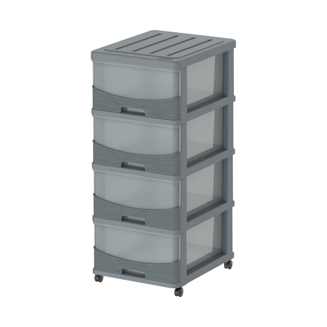 Cedargrain 4 Tiers Storage Cabinet with Drawers & Wheels