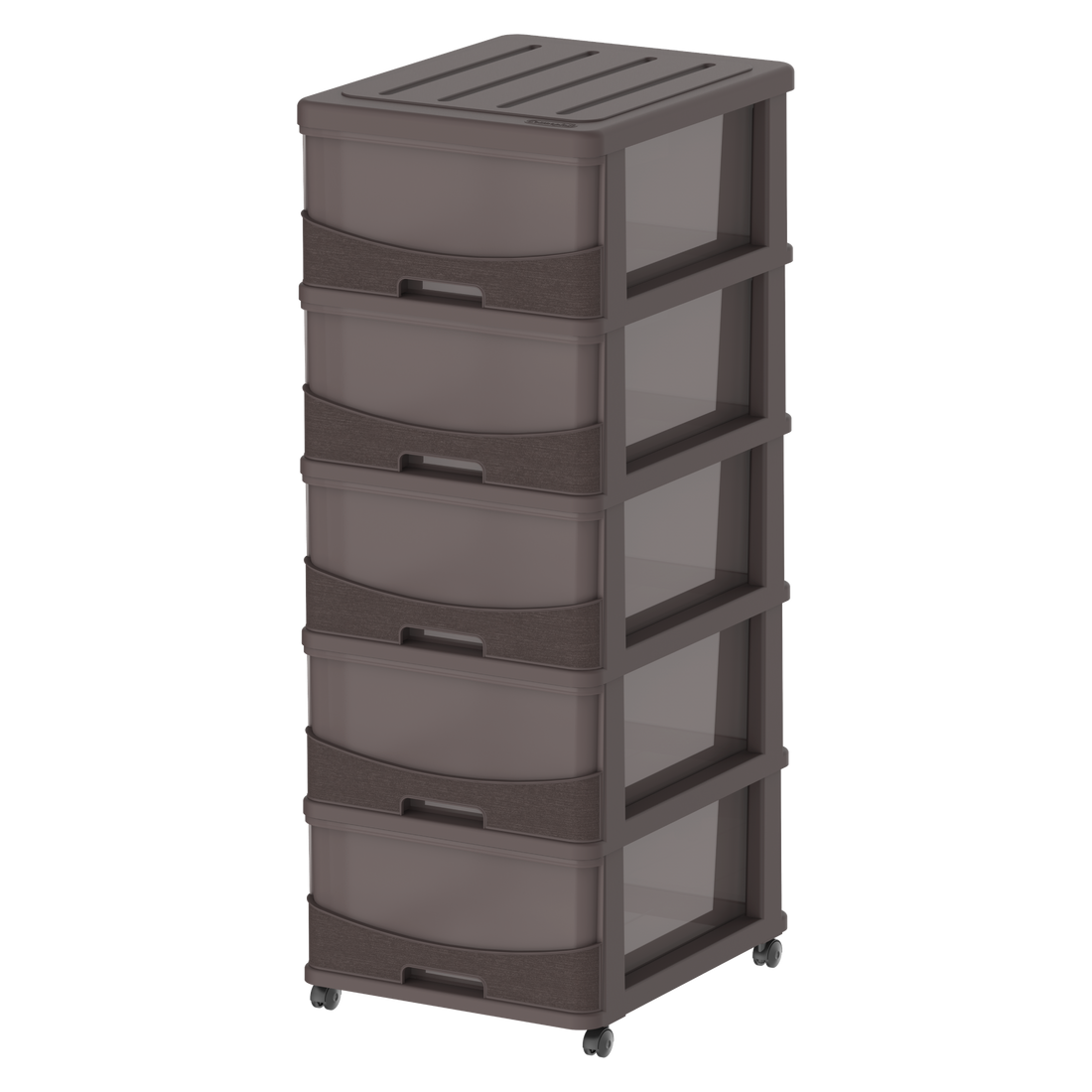 Cedargrain 5 Tiers Storage Cabinet with Drawers & Wheels