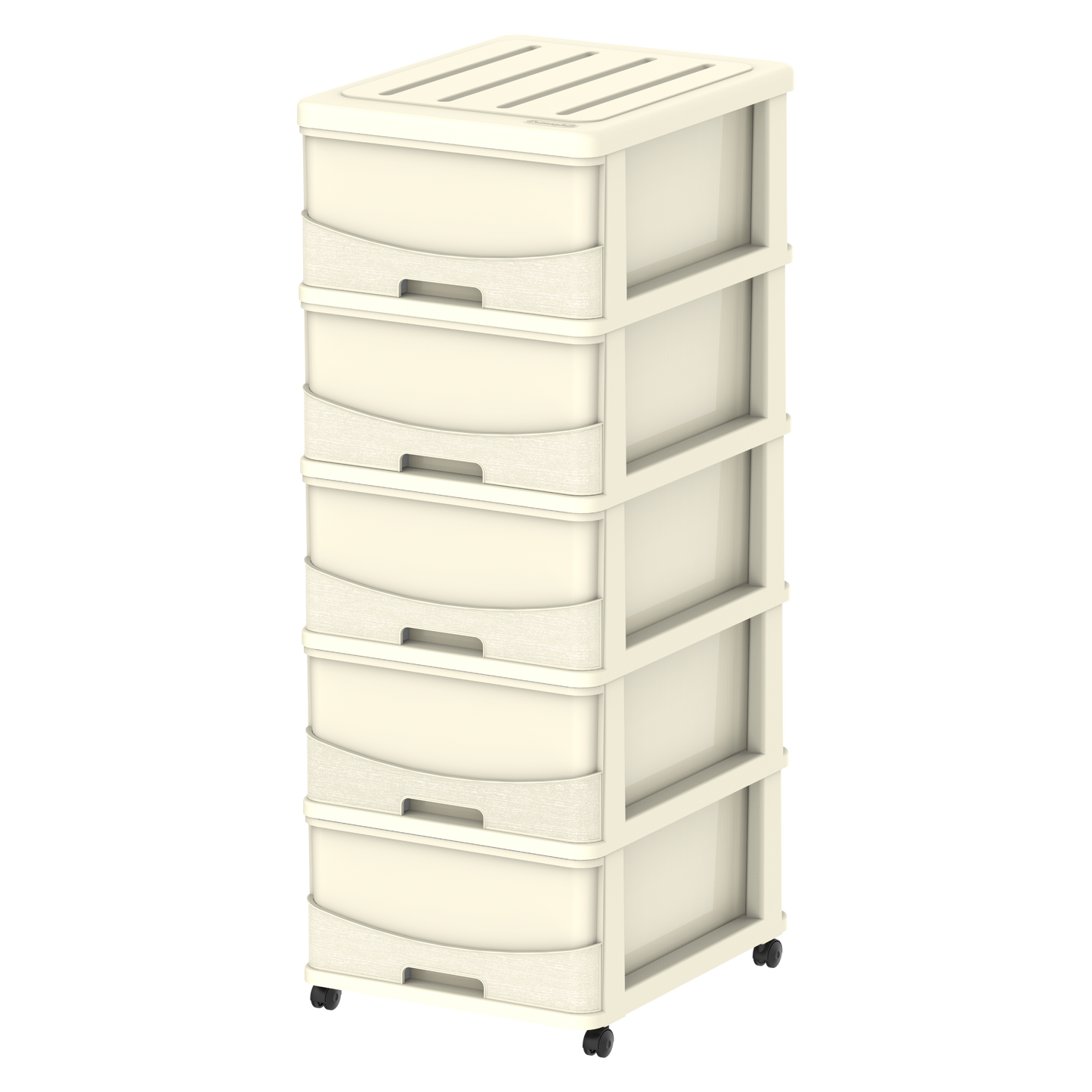 Cedargrain 5 Tiers Storage Cabinet with Drawers & Wheels
