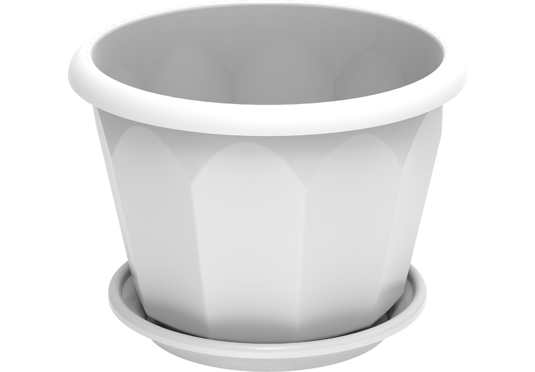 8" Hexagonal Flowerpot with Tray
